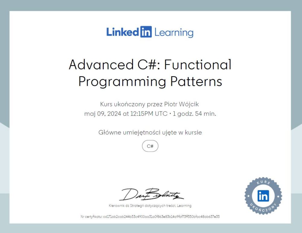 Advanced C#: Functional Programing Patterns