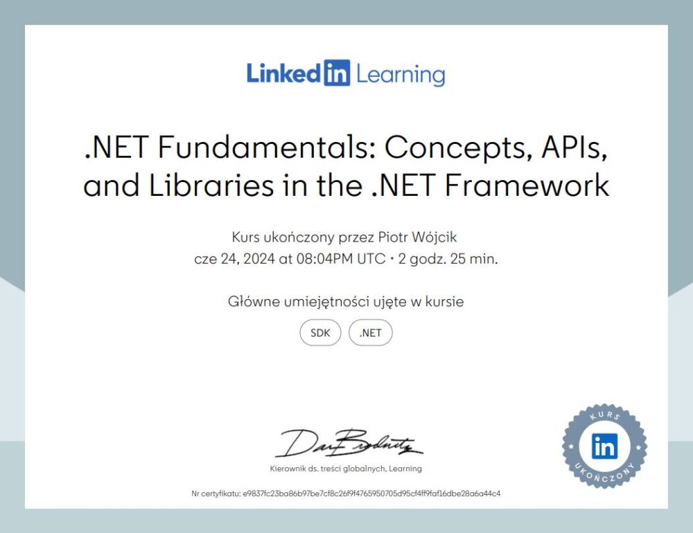 .NET Fundamental Concepts APIs and Libraries in the .NET Framework