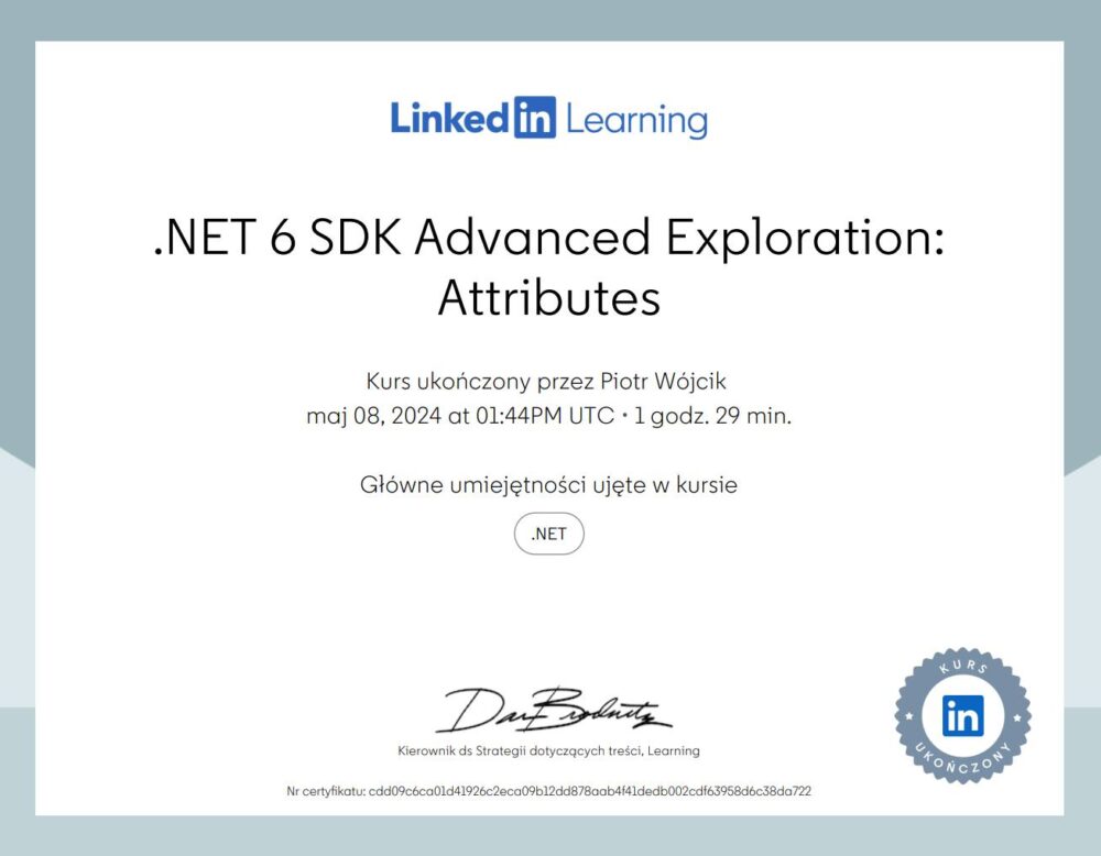 .NET SDK 6 Advanced Exploration Attributes